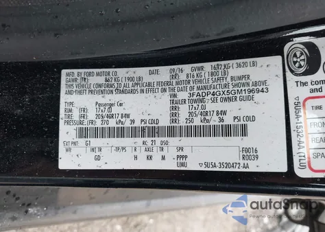 2016 Ford Fiesta St from USA, damaged, VIN 3FADP4GX5GM196943